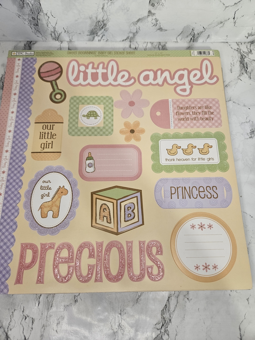 TPC Studio "Sweet Beginnings" baby girl sticker sheets. 24 Sheets